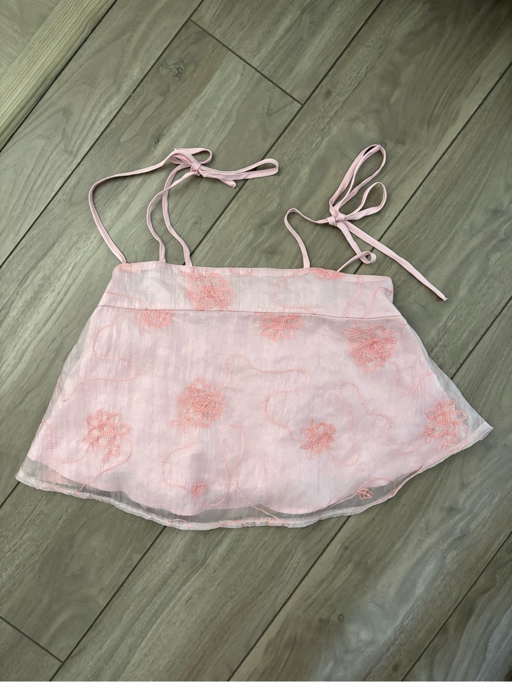 Light Pink Floral Tie-Shoulder Camisole